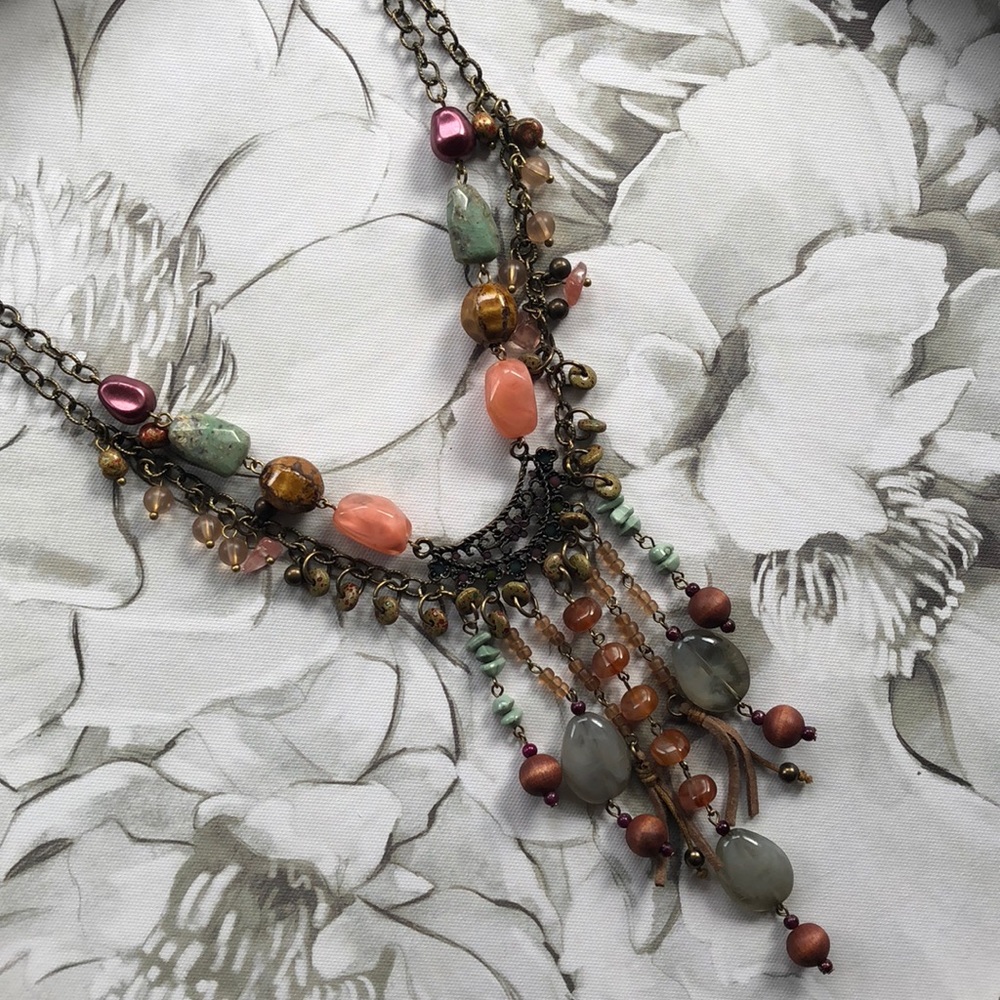 Statement necklace long beaded